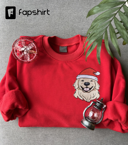 Embroidered Christmas Dog From Your Photo Sweatshirt Christmas Dog Sweatshirt Christmas Crewneck Sweater Women Christmas