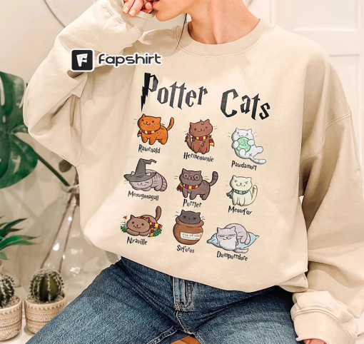 Potter Cats Sweatshirt, Funny Cats Sweater, Cute Cats, Gift For Cat Owner,Pottery Gift,Cute Comfy Wizard Book Lover, Cat lover,Birthday gift