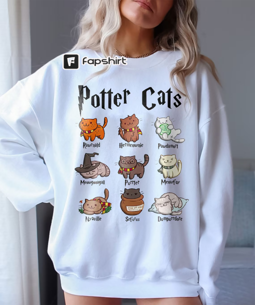 Potter Cats Sweatshirt, Funny Cats Sweater, Cute Cats, Gift For Cat Owner,Pottery Gift,Cute Comfy Wizard Book Lover, Cat lover,Birthday gift