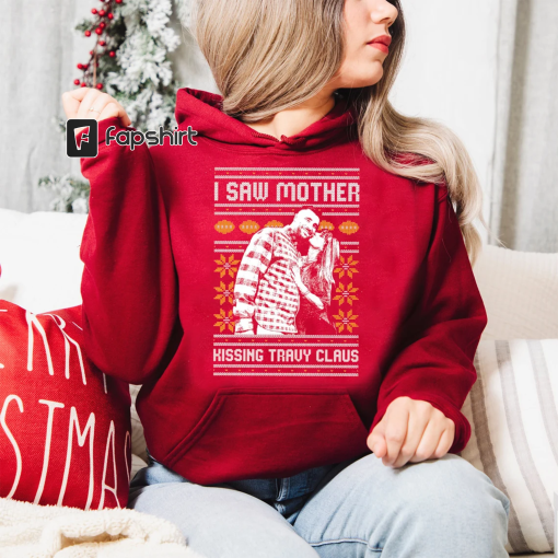 I Saw Mother Kissing Traviis Christmas Hoodie, Keelce Kaansas Football Sweatshirt, Keelce and Swiift Merch, Christmas Season, Gift For Fan