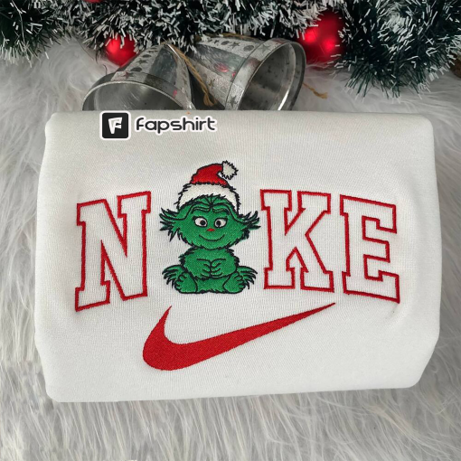 Baby Grinch Christmas Embroidered Sweatshirt, Christmas Gift For