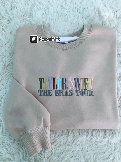 Taylor Swift The Eras Tour Hand Embroidered Sweatshirt, Embroidered Round Neck Sweatshirt, Gift For Friends