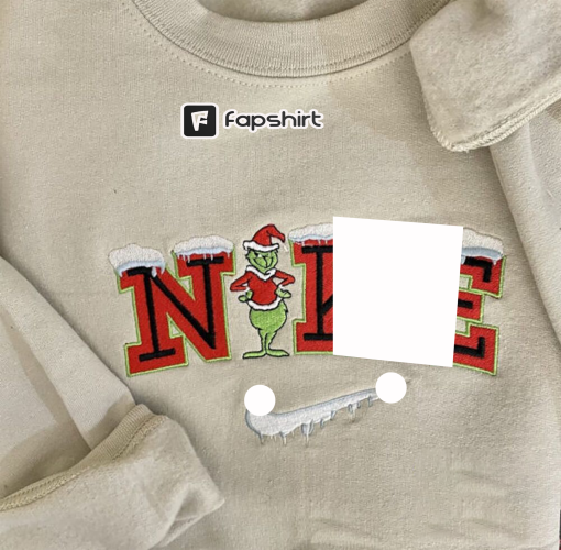 Embroidered Snow Grinch Christmas Sweatshirt