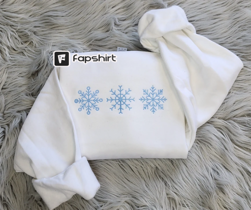 Embroidered Snowflake Sweatshirt – Embroidered Christmas Snowflake Unisex Sweatshirt or Hooded Sweatshirt, Christmas