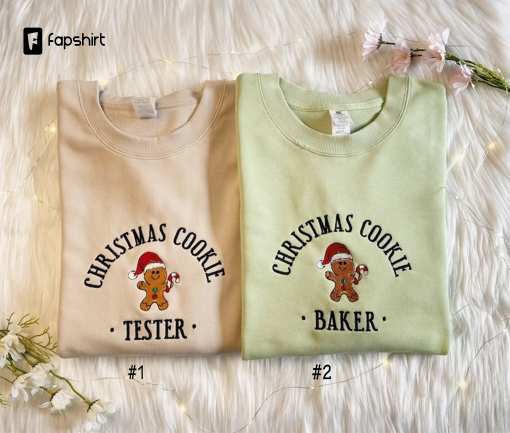 Embroidered Christmas Cookie Baker Gingerbread Sweatshirt | Embroidered Christmas Hoodie | Funny Christmas Sweatshirt | Crew Neck Sweatshirt