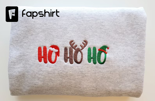 Embroidered HoHoHo Christmas Sweatshirt, Ho Ho Ho Crewneck Shirt, Customized Colors