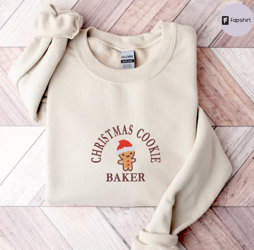 Embroidered Christmas Cookie Baker Gingerbread Sweatshirt, Christmas Matching Embroidered Sweatshirt, Christmas Funny Sweatshirt