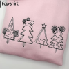 Mickey And Minnie Christmas Embroidered Sweatshirt, Disneyland Christmas, Cartoon Shirt, Trending Crewneck, Couple Shirt