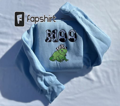 Fog embroidered hoodie; Sitting cow with MOO embroidered on the cuff of the hoodie, Fall hoodies