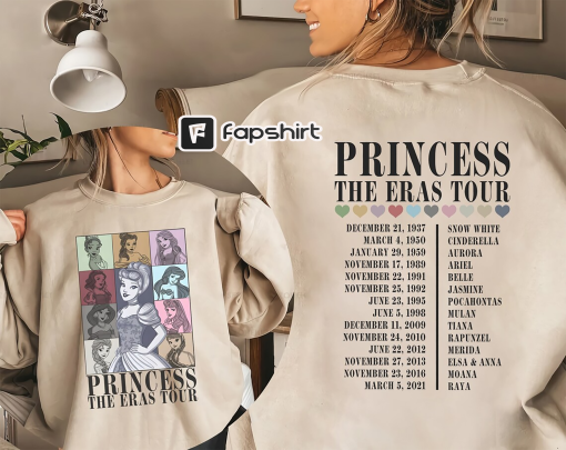 Disney Princess Characters Comfort Color Shirt, Retro Princess Eras Tour Sweatshirt, Disney Princess Tour Shirt, Disney Girls Trip Shirts