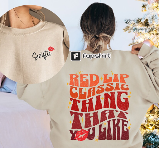 Red Lip Classic, Taylor Swiftie Merch Sweatshirt, Swiftie Merch Eras Tour Style 1989 Taylor Swift, Kelce Shirt, Vintage Red Lips Sweater