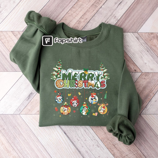 Bluey Christmas Sweatshirt, Bluey Merry Christmas Shirt, Kids Christmas Shirt, Toddler Christmas Shirt, Boys Christmas Shir