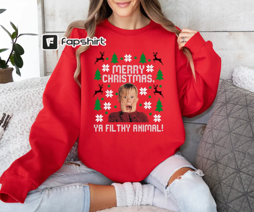 Ya Filthy Animal Merry Christmas Kevin Sweatshirt, Home Alone Merry Christmas, Kevin Sweatshirt, Home Alone Hoodie Saying Gift,Filthy Animal