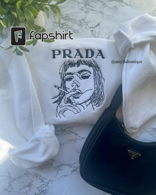 ITS Prada Unisex Sweatshirt, Floral Line art Prada Pullover, Elevated Prada or Nada Sweatshirt,Prada embroidered sweatshirt