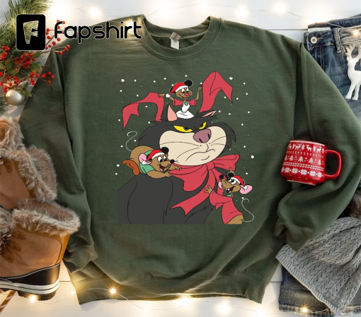 Cinderella Christmas Characters Shirt, Lucifer Cat Jaq Gus Mouse Characters Sweatshirt, Disneyland Holiday Trip, Disney Christmas Party Tee