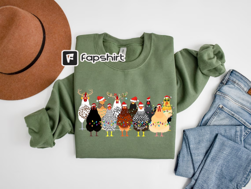 Сute Christmas Chickens Sweatshirt, Funny Christmas Chicken Sweatshirt, Christmas Crewneck, Holiday Sweatshirt, Christmas Farm Sweatshirt