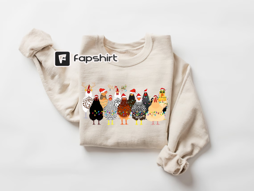 Сute Christmas Chickens Sweatshirt, Funny Christmas Chicken Sweatshirt, Christmas Crewneck, Holiday Sweatshirt, Christmas Farm Sweatshirt