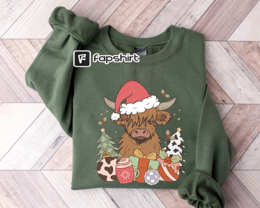 Highland Cow Sweatshirt, Christmas Sweatshirt, Cows Sweatshirt, Highland Cow Shirt, Trendy Shirt, Christmas Family Shirt, Western Sweatshirt