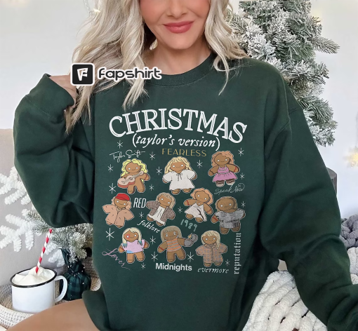 Taylor Gingerbread Christmas Sweatshirt, Merry Swiftmas TS Version Shirt, TS Album Shirt, Eras Christmas Merch, Trendy Sweatshirt