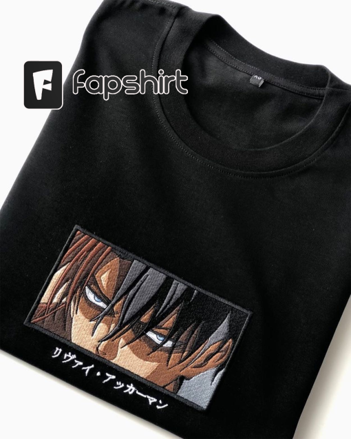 Inspired Le-vi Embroidered Manga Anime Crewneck Sweatshirt Hoodie Unisex Crewneck sweater embroidery