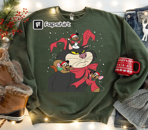 Cinderella Christmas Characters Shirt, Lucifer Cat Jaq Gus Mouse Characters Sweatshirt, Disneyland Holiday Trip, Disney Christmas Party Tee