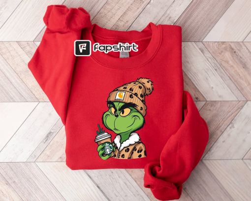 Grinch Boujee Christmas Shirt, Grinch Leopard Unisex Tee, Grinchmas Starbucks T-Shirt, Merry Grinchmas, Grinchmas Shirt, Christmas T-Shirt