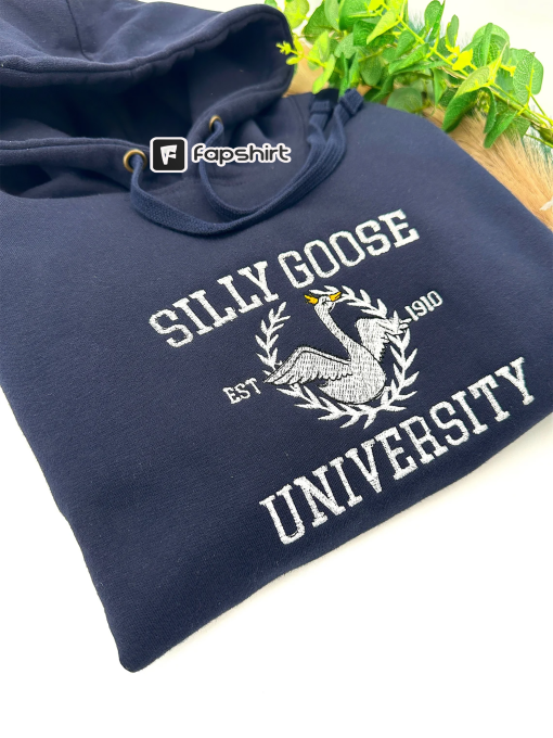 Silly Goose University Embroidered Sweatshirt, Gift for Her, Unisex Sweater, Silly Goose Shirt, Funny Sweatshirt, Funny Embroidered Shirt