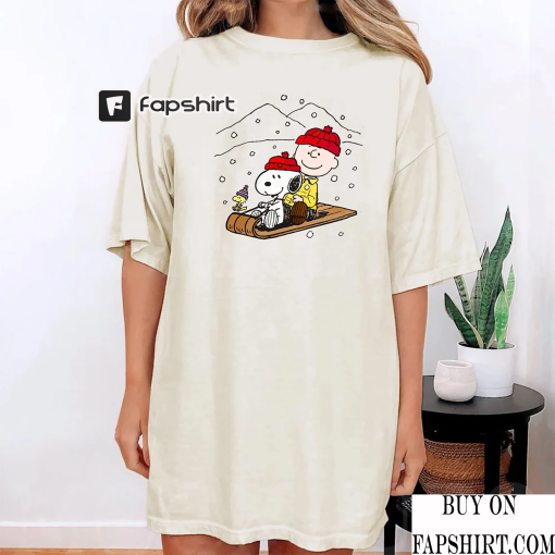 Charlie And The Snoopy Christmas Shirt, Comfort Colors Shirt, Christmas Cartoon Dog Shirt, Christmas Gift, Woodstock Peanuts