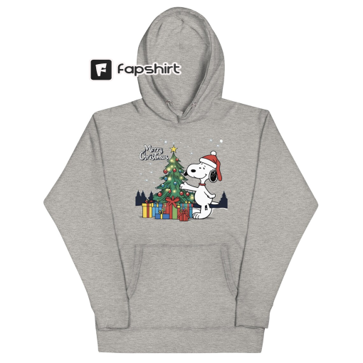 SNOOPY CHRISTMAS Classic Design HOODIE With Pockets, Holiday Christmas Tree Cotton Face Sweatshirt