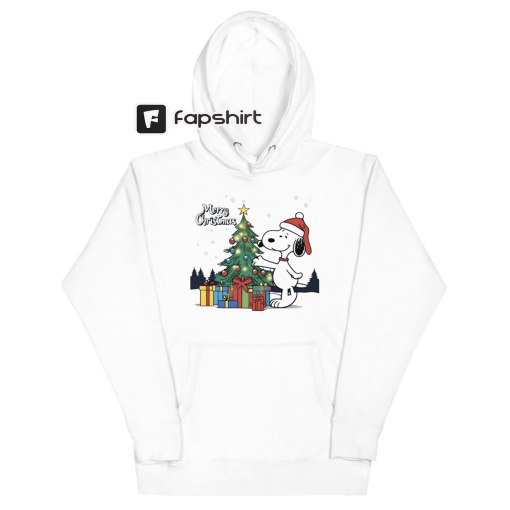 SNOOPY CHRISTMAS Classic Design HOODIE With Pockets, Holiday Christmas Tree Cotton Face Sweatshirt