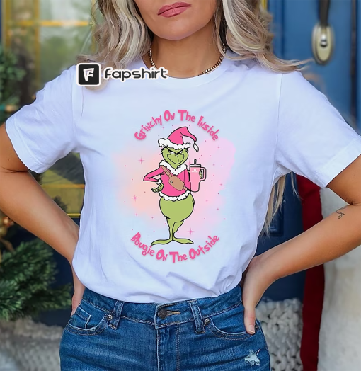 Pink Bougie Grinch Shirt, Grinchy and Bougie Christmas Shirt, Just A Girl Who Loves Grinch Shirt, Pink Grinchmas Shirt, Xmas Grinchy Shirt