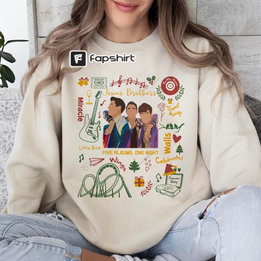 Christmas Jonas Brothers Shirt, Jonas Brothers Tour Tee, Five Albums One Night Concert 2023, Jonas Brothers Shirt, Xmas Jonas Brothers shirt