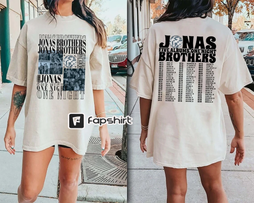 Jonas Brothers Vintage Shirt, Jonas Brothers Double Sided T-Shirt,J,Five Albums One Night Tour Shirt