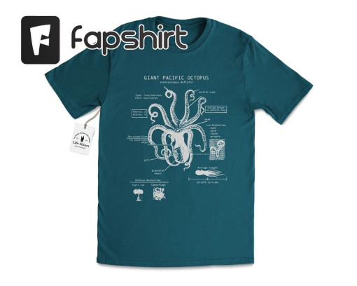 Octopus Anatomy T-shirt, Beach Tee, Octopus Shirt, Octopus Gifts, Marine Biology Gifts, Original Octopus Drawing