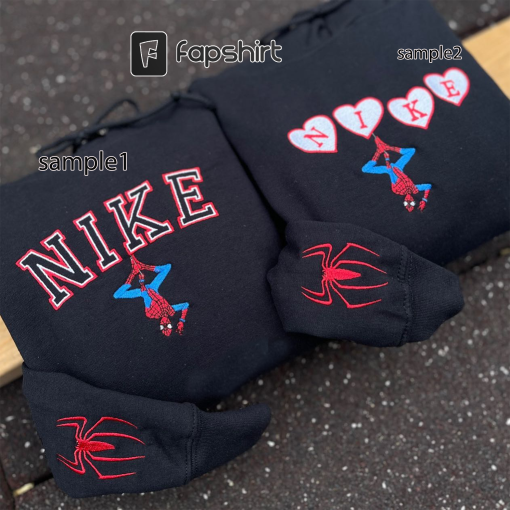 Gwen.stacy and Spide.r Embroidered Sweatshirt, Matching Custom Couple Hoodies, Cute Embroidery, Couple Gift