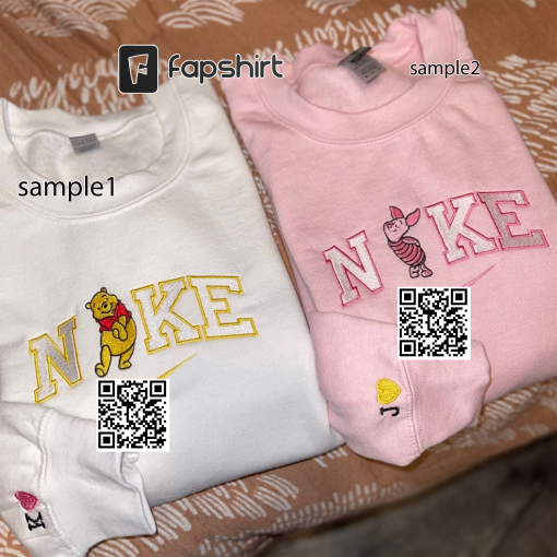 Winnie and piglet Crewneck Sweatshirt – pooh bear hoodie – piglet friends Sweater – di/sney family, matching couble embroidcered sweatshirt