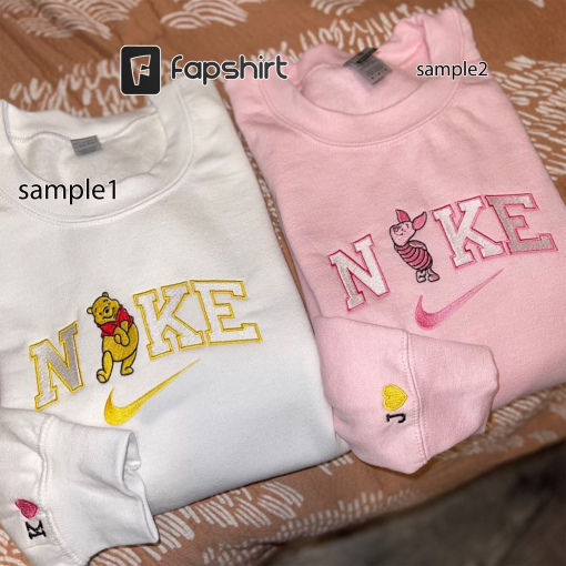 Winnie and piglet Crewneck Sweatshirt – pooh bear hoodie – piglet friends Sweater – di/sney family, matching couble embroidcered sweatshirt