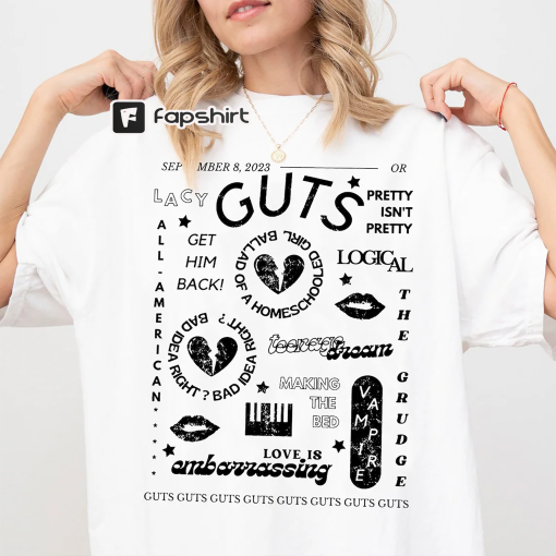 Retro Guts Album Song Olivia Rodrigo Shirt, Olivia Rodrigo Guts Merch, Guts Tour Shirt, Guts Tour 2024 Shirt, Olivia Rodrigo Fan Shirt