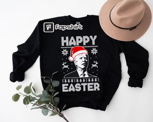 Happy Easter Joe Biden Sweatshirt, Funny Confused Joe Biden, Ugly Christmas Sweater, Joe Biden Easter Sweater, Hilarious Political Santa