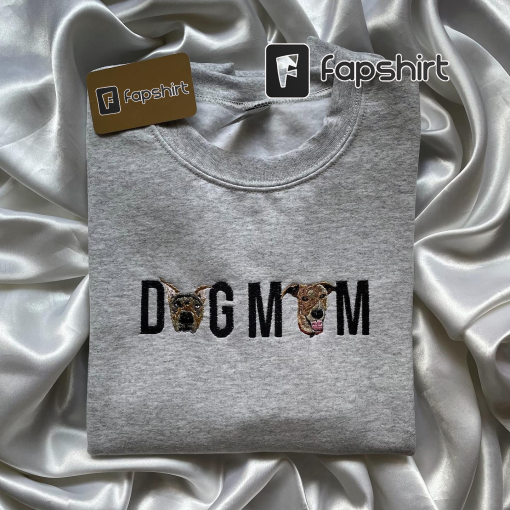 Embroidered Dog Mama Sweatshirt, Mother Gift, Matching gift for mom, Love dog Embroidered crewneck