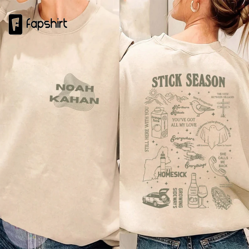 Vintage Stick Season Tour Double Side Sweatshirt, Noah Kahan Stick Season Tour 2023 Sweater, Kahan Folk Pop Music, Noah Kahan Merch