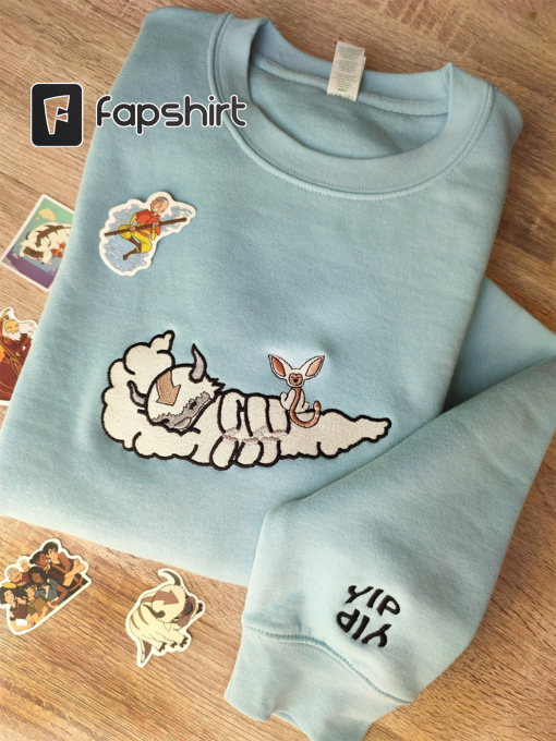 Sky Bison embroidered sweatshirt, Bison custom design sweatshirt, yip yip sweatshirt, Hoodie, Anime sweatshirt