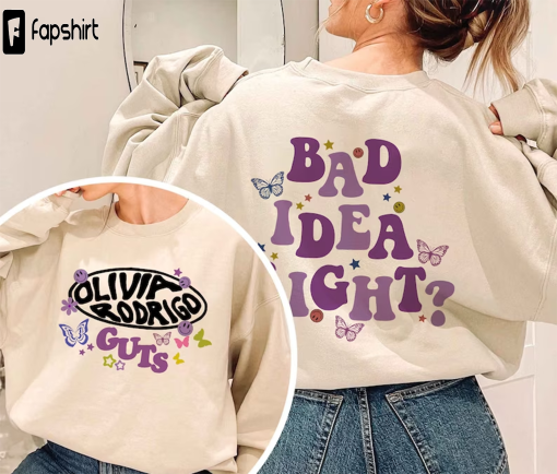 Olivia Rodrigo Guts Album Sweatshirt, Bad Idea Right T-Shirt, Olivia Sour Tour, Vampire New Single, Drivers License Tee, Gift For Fan