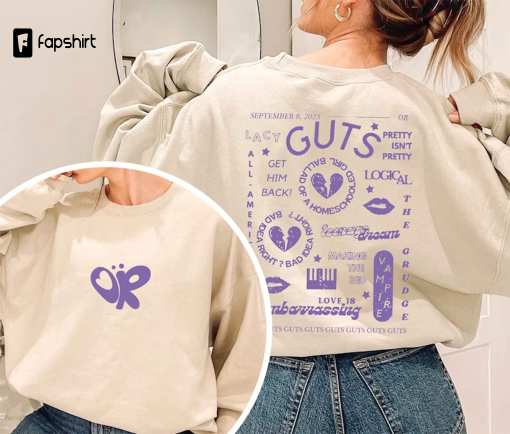 Olivia Guts Tour Track List Aesthetic Sweatshirt, Olivia Rodrigo Guts Shirt, Album Tracklist Tee, Olivia Rodrigo Merch, Teenager Girl Gifts