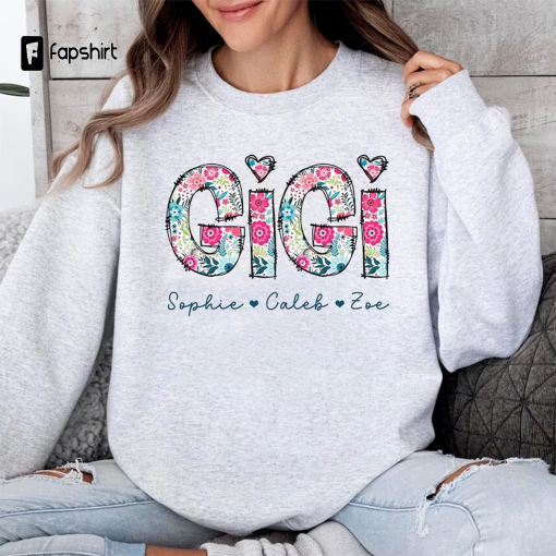 Gigi Sweatshirt, Gigi Crewneck, Gigi Grandmother Gifts Personalized Gigi With Grandkids Names Sweater Christmas Gift, Christmas Gigi Shirt