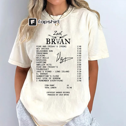 Zach Bryan Album Self Titled Receipt Version Shirt