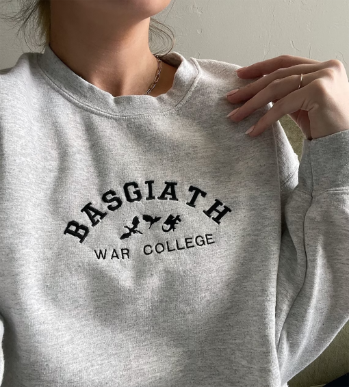 BASGIATH War College sweatshirt, Fourth Wing embroidered sweatshirt, booktok, bookish gifts, dragon rider, riders quadrant