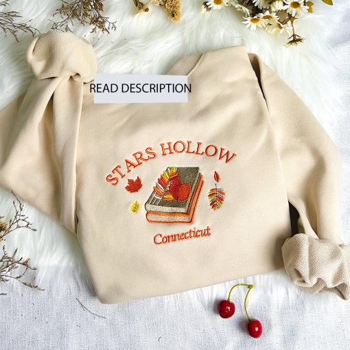 Stars Hollow Connecticut Embroidered Sweatshirt | Connecticut Book Embroidered Hoodie