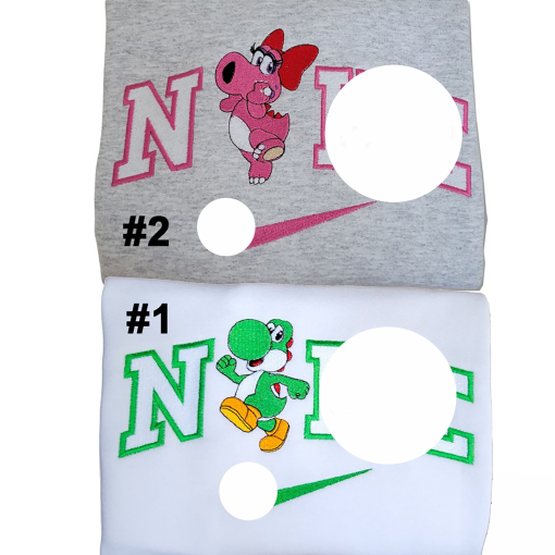 Birdo And Yoshi Embroidered Sweatshirt, Cute Embroidered Crewneck, Embroidery Fall Hoodie, Cute T-shirt