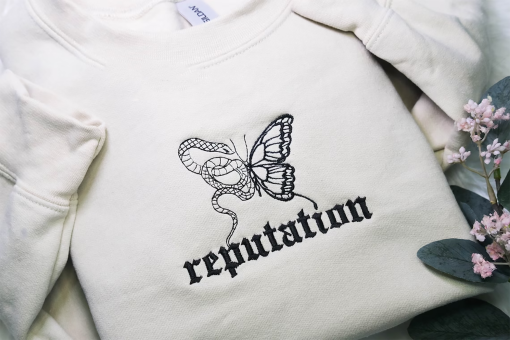 Reputation TS Embroidered Sweatshirt,Reputation Snake TS inspired sweatshirt, Taylor Swiftie Gift, Butterfly Snake Swiftie Reputation shirt